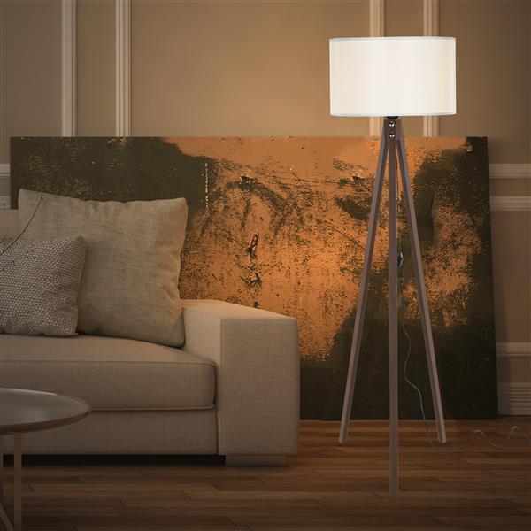 Grote foto lux.pro staande lamp vloerlamp e27 rochester walnootkleurig en creme huis en inrichting overige
