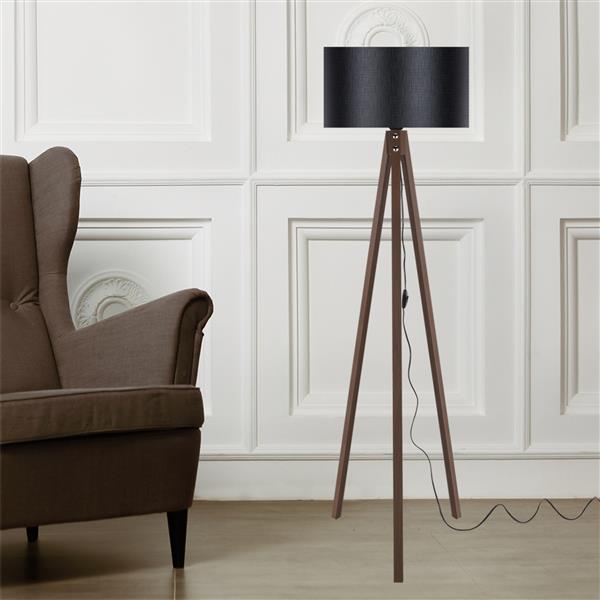 Grote foto lux.pro staande lamp vloerlamp rochester e27 walnootkleurig en zwart huis en inrichting overige