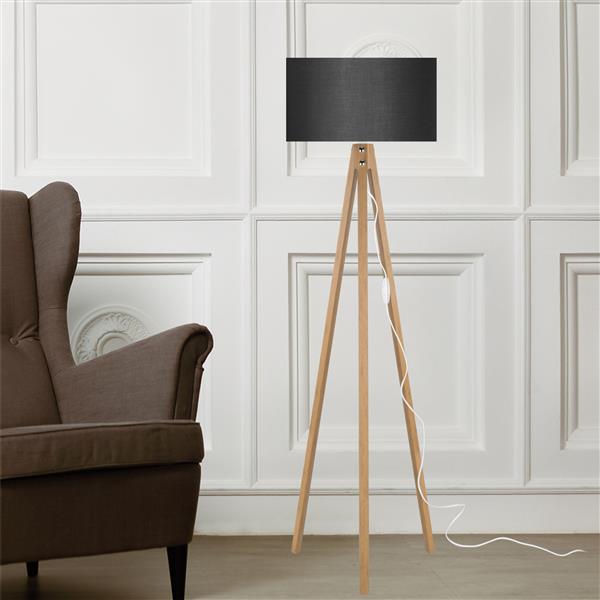 Grote foto lux.pro staande lamp vloerlamp rochester e27 bamboe en zwart huis en inrichting overige