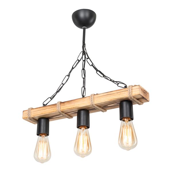 Grote foto lux.pro hanglamp hemel 3e27 zwart houtkleurig en jute huis en inrichting overige