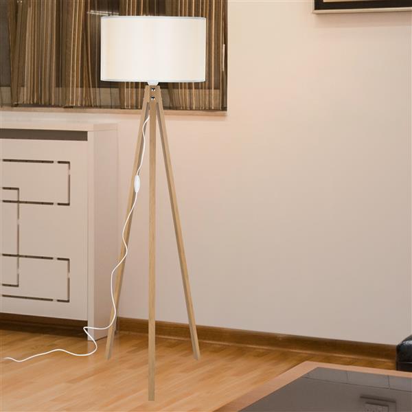 Grote foto lux.pro staande lamp vloerlamp e27 rochester bamboe en creme huis en inrichting overige