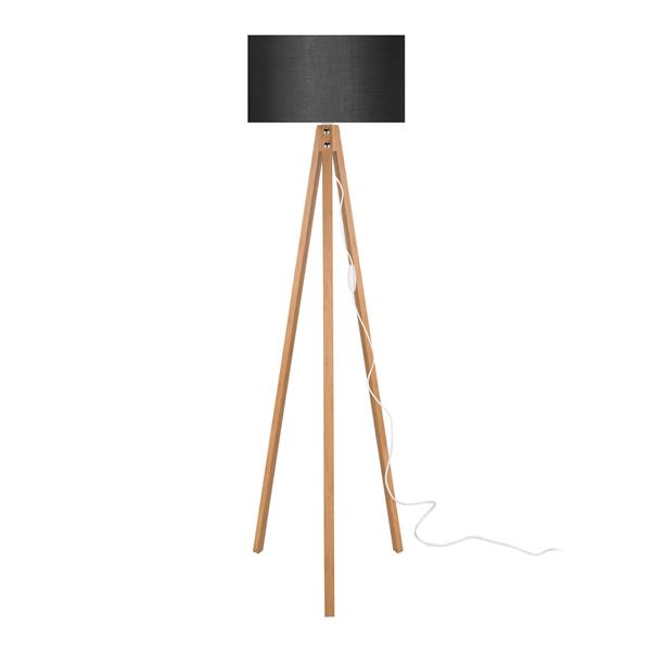 Grote foto lux.pro staande lamp vloerlamp rochester e27 bamboe en zwart huis en inrichting overige