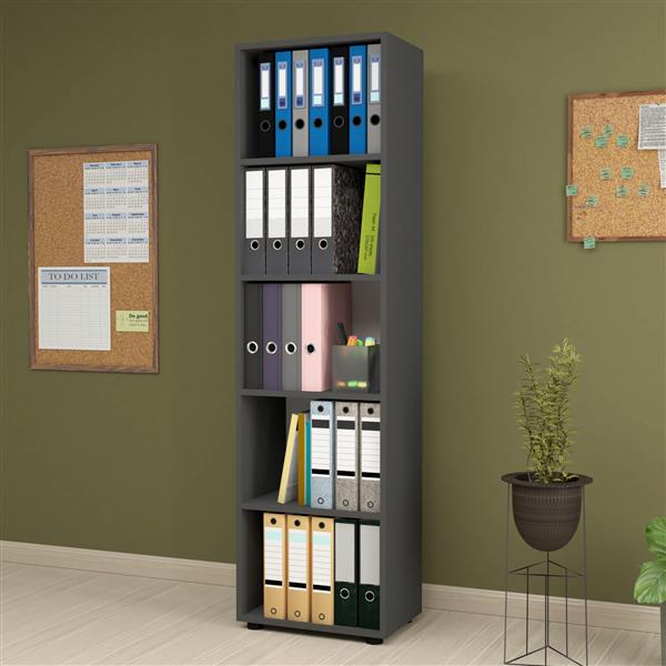 Grote foto en.casa boekenkast schap vara 178x49x30 cm antraciet huis en inrichting overige