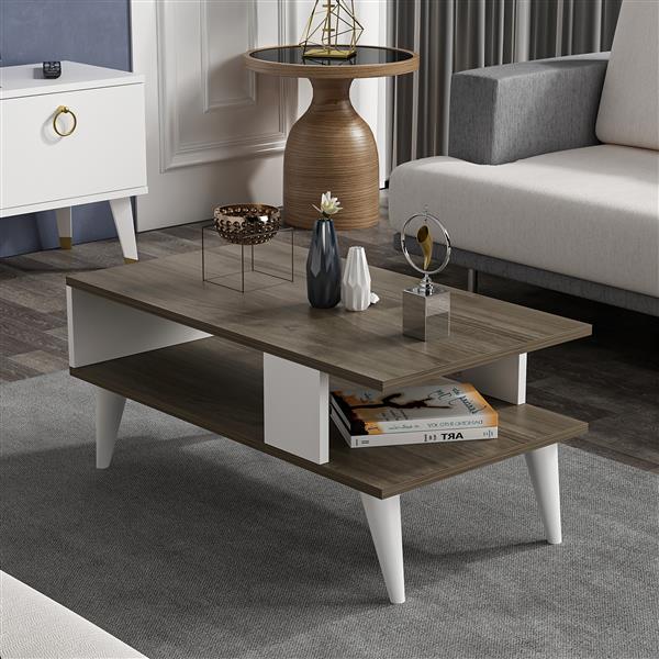 Grote foto en.casa salontafel lycksele 40x90x45 cm walnootkleurig en wit huis en inrichting eettafels