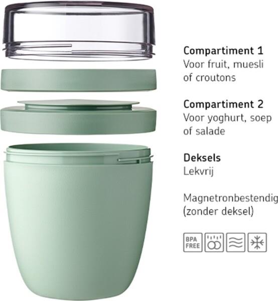 Grote foto mepal lunchpot mini 300 ml 120 ml yoghurt en muesli beker to go ellipse nordic green ver caravans en kamperen caravan accessoires