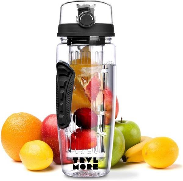 Grote foto travelmore waterfles met fruit infuser 100 bpa vrij zwart 900ml geen verpakking diversen overige diversen