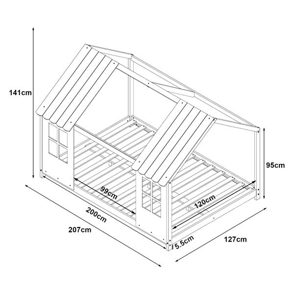 Grote foto en.casa kinderbed tostedt huisbed grenen wit 120x200 cm huis en inrichting overige