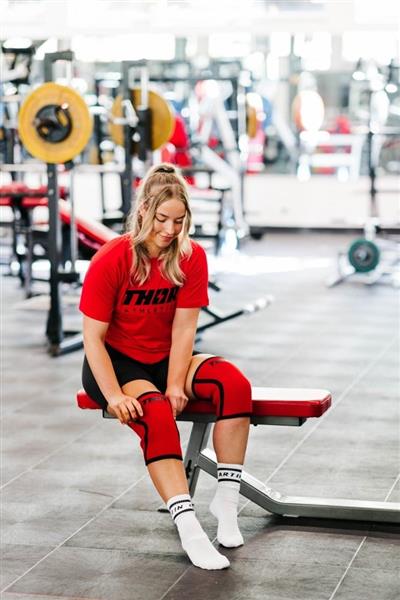 Grote foto thor athletics knee sleeves 7mm neopreen powerlifting rood maat xs sport en fitness fitness