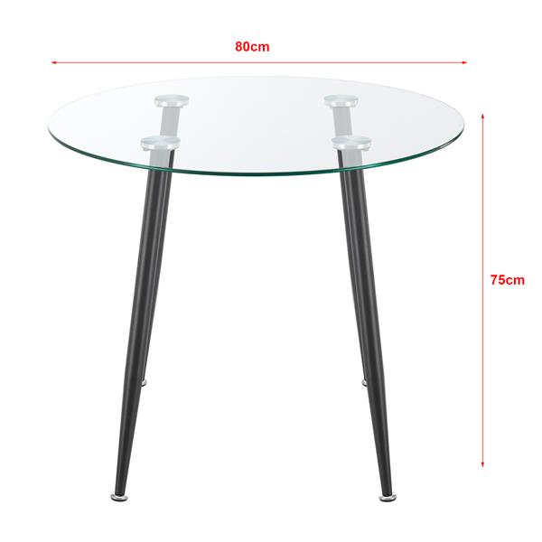 Grote foto en.casa glazen tafel humppila rond 75x80 cm zwart en transparant huis en inrichting eettafels