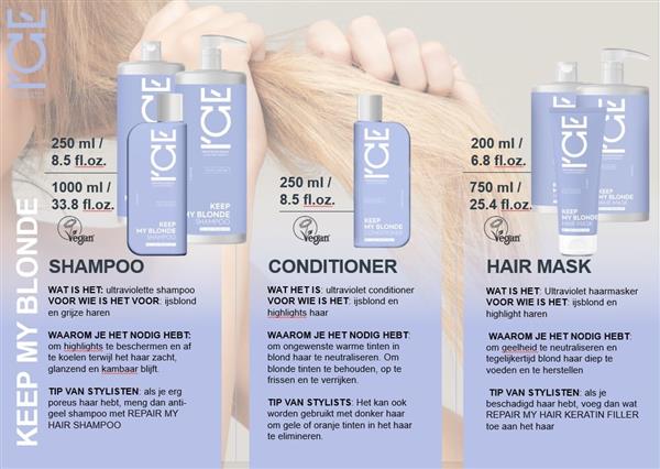 Grote foto ice professional tripple pack keep my blonde shampoo conditioner mask kleding dames sieraden