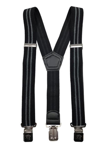 Grote foto zwart met dubbele grijze streep met de sterkste stalen clips kleding dames riemen