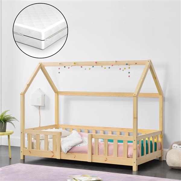 Grote foto kinderbed sisimiut met uitvalbeveiliging en matras 70x140 hout huis en inrichting overige