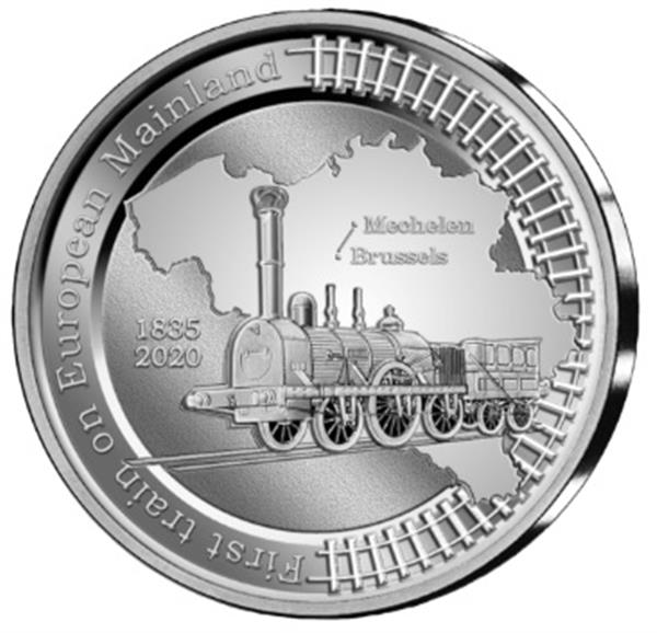 Grote foto belgi 5 euro 2020 eerste europese treinrit verzamelen munten overige