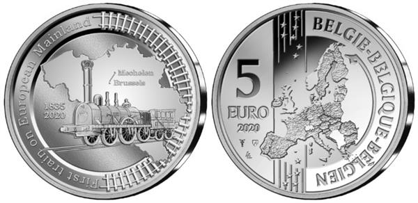 Grote foto belgi 5 euro 2020 eerste europese treinrit verzamelen munten overige