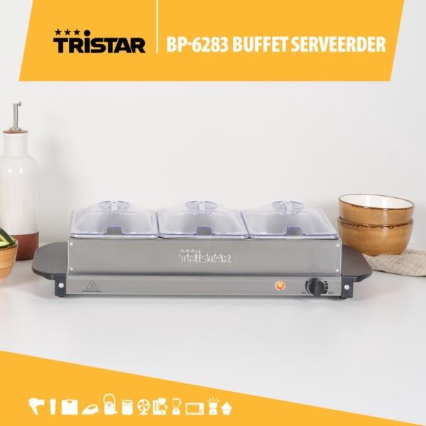 Grote foto tristar buffetwarmer bp 6283 buffet serveerder en warmhoudplaat 3 x 1.4 liter warmhoudfunctie huis en inrichting keukenbenodigdheden