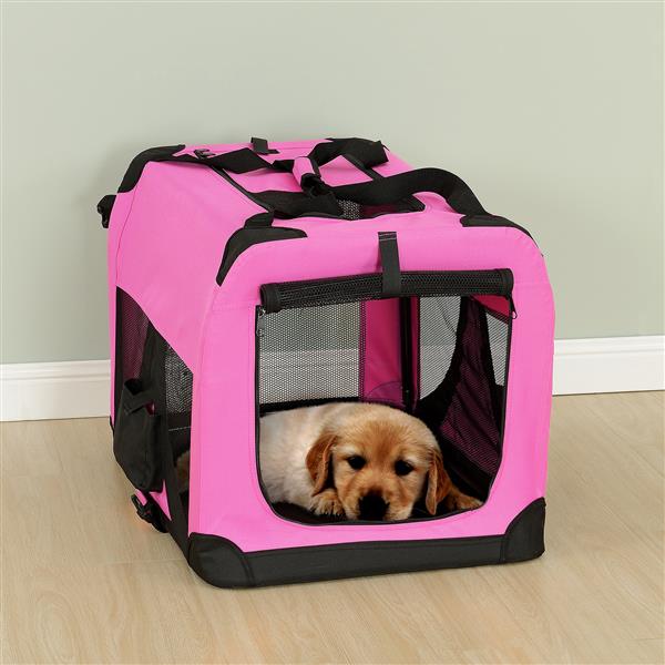 Grote foto honden bench reisbench stof en metaal 49 5x34 5x35 cm roze dieren en toebehoren toebehoren