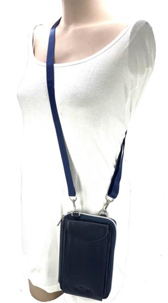 Grote foto leren rechthoekig portemonneetasje donkerblauw met telefoonvak sieraden tassen en uiterlijk schoudertassen