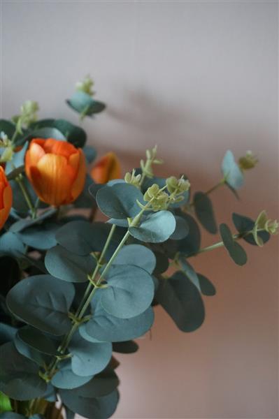 Grote foto zijden boeket real touch tulpen en eucalyptus h45 cm huis en inrichting woningdecoratie