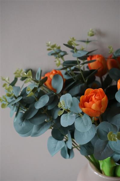 Grote foto zijden boeket real touch tulpen en eucalyptus h45 cm huis en inrichting woningdecoratie