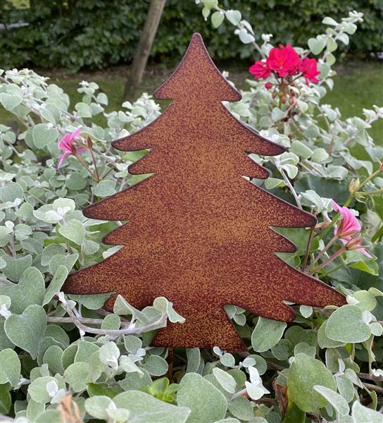 Grote foto tuinsteker kerstboom spar roestkleurig metaal sb1205 tuin en terras tuindecoratie