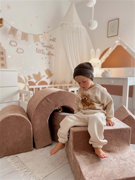 Grote foto xl foam playset velvet dark beige inclusief ballenbad naar keuze 90x30cm 200 ballen kinderen en baby overige