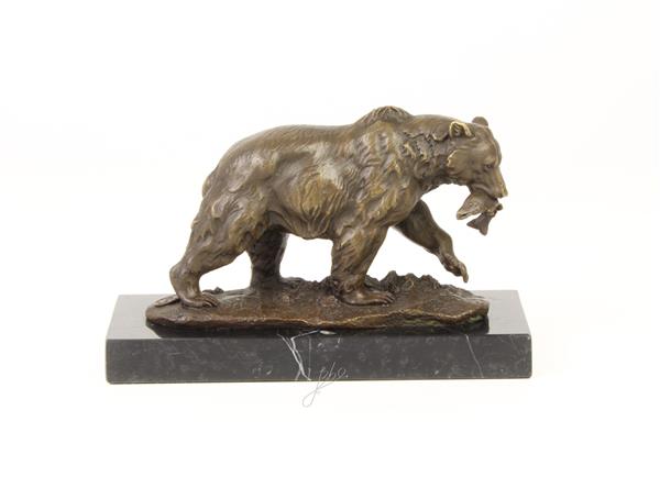 Grote foto een mooi bronzen beeld van een grizzly beer tuin en terras tuindecoratie