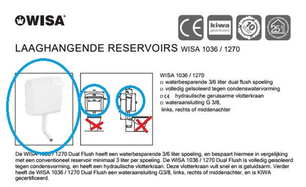 Grote foto toilet reservoir wisa 1270 wit nieuw in doos. doe het zelf en verbouw sanitair