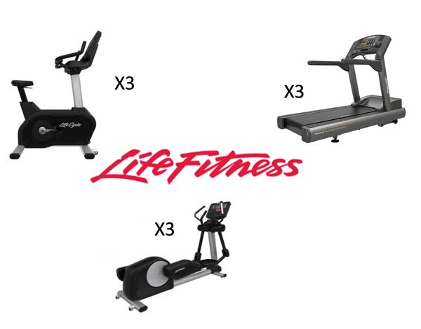 Grote foto life fitness cardio set loopband crosstrainer upright bike lease sport en fitness fitness