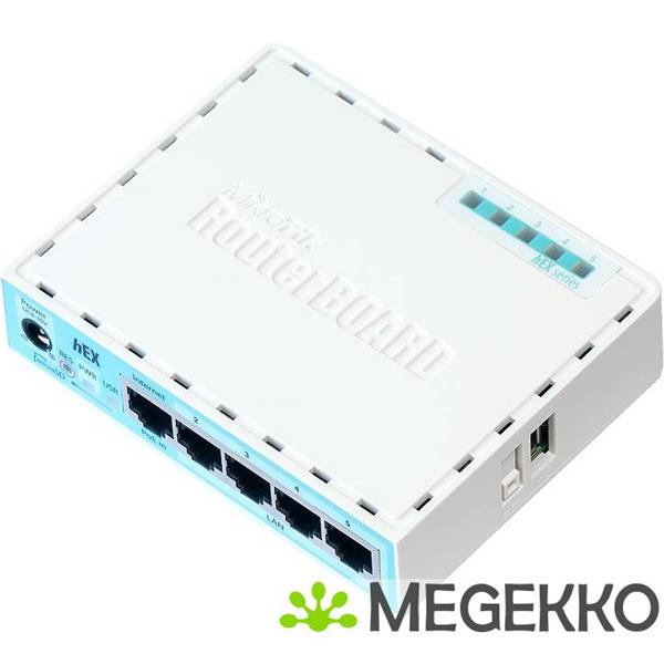 Grote foto mikrotik rb750gr3 ethernet lan turkoois wit bedrade router computers en software netwerkkaarten routers en switches