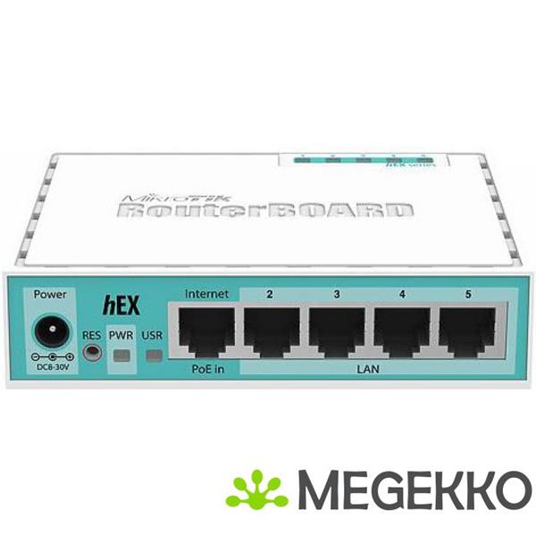 Grote foto mikrotik rb750gr3 ethernet lan turkoois wit bedrade router computers en software netwerkkaarten routers en switches