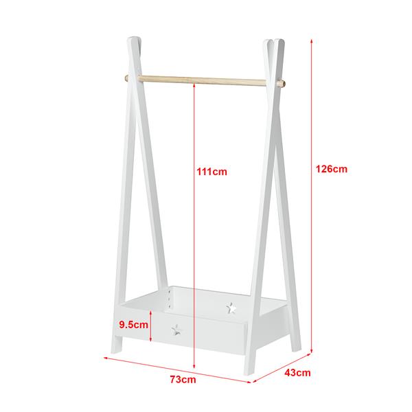 Grote foto en.casa kinder kledingrek laxe 126x73x43 cm wit en houtkleurig huis en inrichting overige