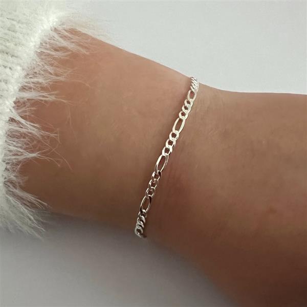 Grote foto zilveren figaro schakel armband 3 mm sieraden tassen en uiterlijk armbanden voor haar