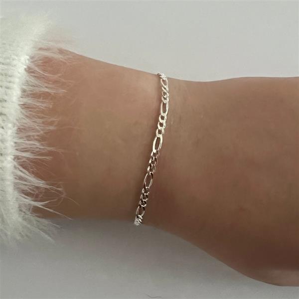 Grote foto zilveren figaro schakel armband 3 mm sieraden tassen en uiterlijk armbanden voor haar