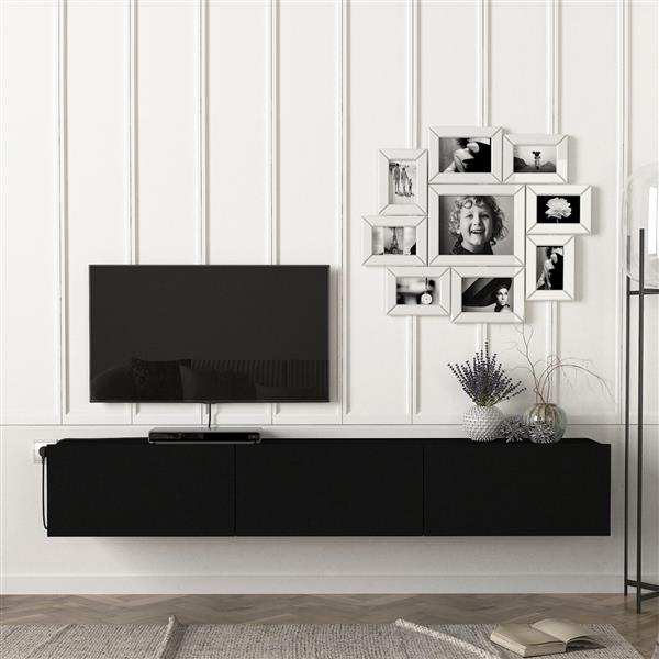 Grote foto en.casa tv meubel vihti zwevend 180x31x29 5 cm zwart huis en inrichting overige