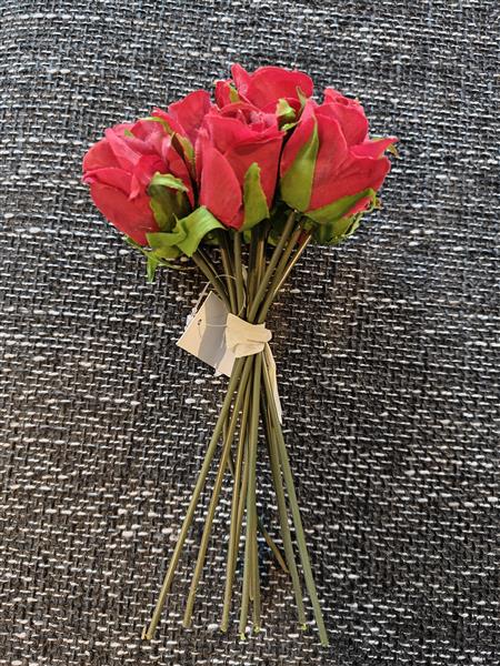 Grote foto actie valentijnboeketje zijde rozen 25cm artificial red rose warmrood bundel 14 st mooie roosjes verzamelen overige verzamelingen