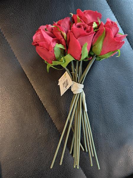 Grote foto actie valentijnboeketje zijde rozen 25cm artificial red rose warmrood bundel 14 st mooie roosjes verzamelen overige verzamelingen