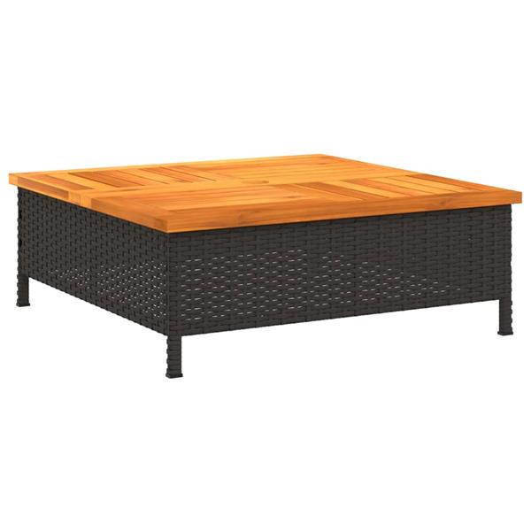 Grote foto vidaxl tuintafel 70x70x25 cm poly rattan en acaciahout zwart tuin en terras tuinmeubelen