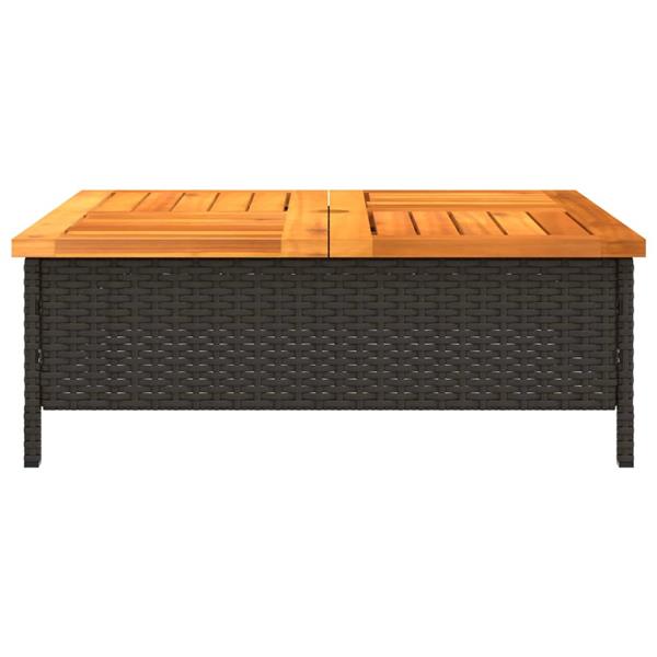 Grote foto vidaxl tuintafel 70x70x25 cm poly rattan en acaciahout zwart tuin en terras tuinmeubelen