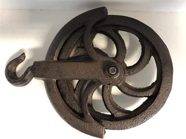 Grote foto gietijzeren pully wheel katrol metalen loopwiel katrol hanger fraai . tuin en terras tuindecoratie