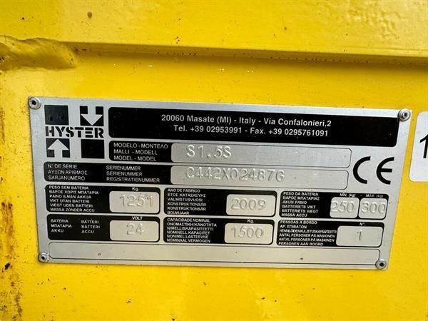 Grote foto vs 21560 elektrische stapelaar hyster s15s 3800mm weinig uren doe het zelf en verbouw hefwerktuigen