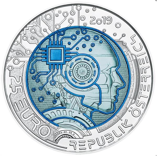 Grote foto oostenrijk 25 euro 2019 kunstmatige intelligentie verzamelen munten overige