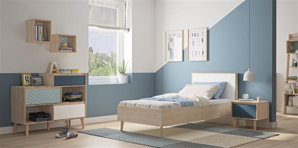 Grote foto larvik tienerkamer blond eiken wit gami antiek en kunst stoelen en banken