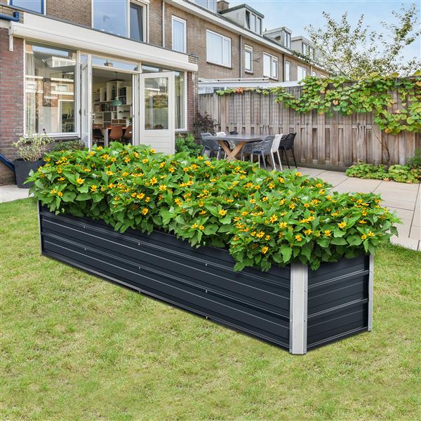 Grote foto en.casa moestuinbak nijmegen staal 240x47x40 cm antracietgrijs tuin en terras sierplanten