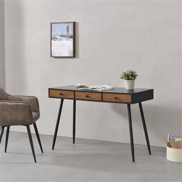 Grote foto bureau tumba met lades 115x48x75 cm houtkleurig en zwart huis en inrichting stoelen