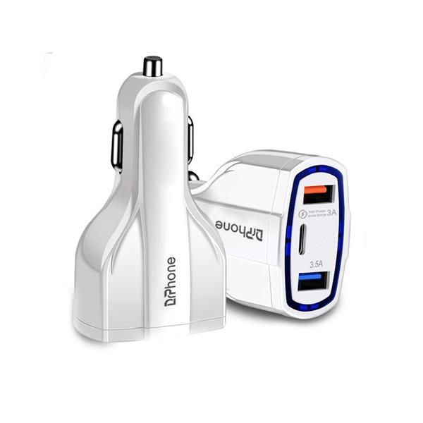 Grote foto drphone qc4 pro 3 poort autolader usb qualcom 3.0 usb 3.5a usb c lader geschikt voor tab telecommunicatie opladers en autoladers