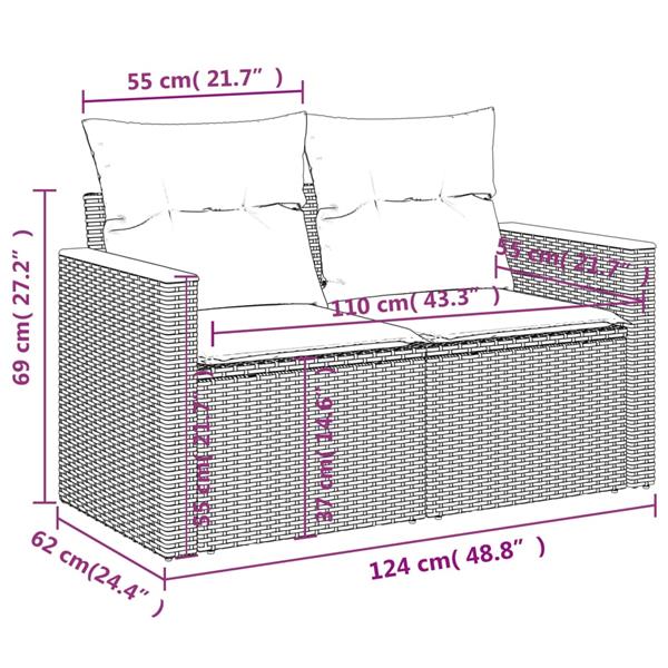 Grote foto vidaxl 3 delige loungeset met kussens poly rattan zwart tuin en terras tuinmeubelen