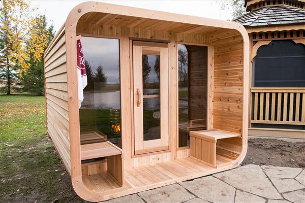 Grote foto luna sauna met veranda knotty red cedar sport en fitness sauna