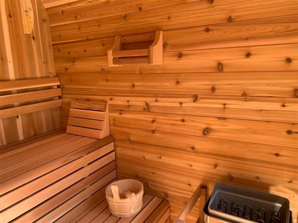 Grote foto luna sauna met veranda knotty red cedar sport en fitness sauna