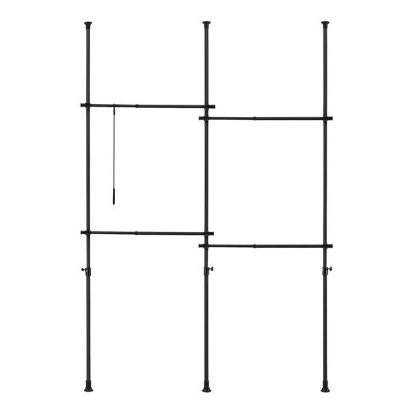 Grote foto en.casa telescopisch kledingrek kemi verstelbaar zwart 150 230 cm 4 kledingroede huis en inrichting overige