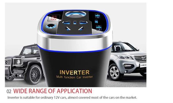 Grote foto drphone car9 multi functionele auto power lader converter omvormer 150w socket 12v 2xusb q telecommunicatie opladers en autoladers